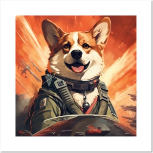 Fighter Pilot Corgi Posters and Art